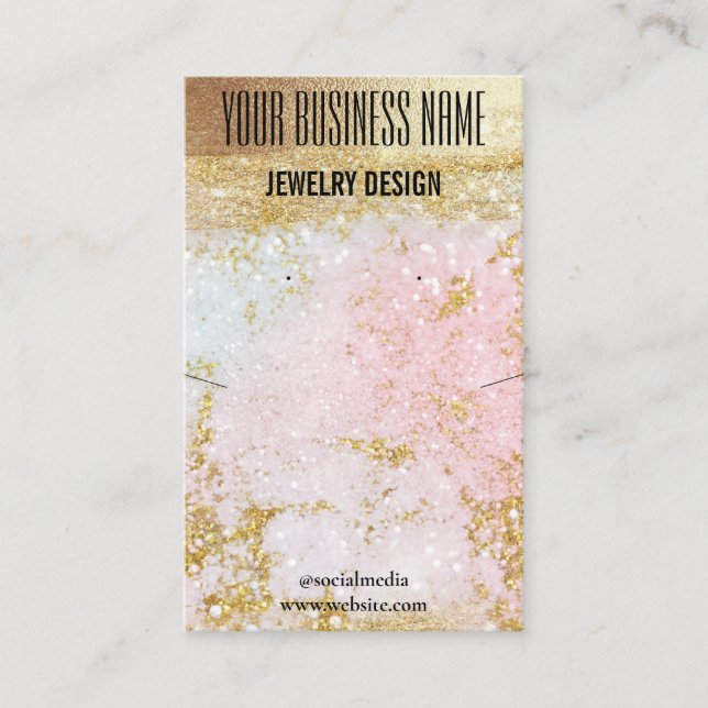 Gold Pastel DIY Necklace Earring Display Holder Business Card (Front)