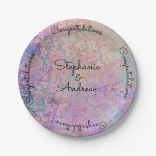 Gold Pastel Marble Party Paper Plates