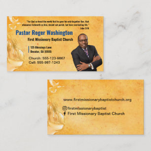 Gold Pastor or Deacon Photo Church Business Card