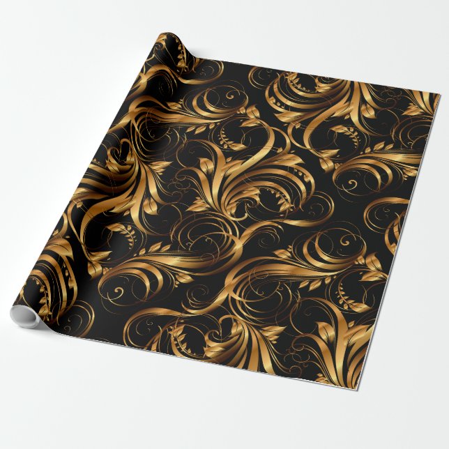 Gold Pattern 2 Wrapping Paper (Unrolled)