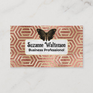 Gold Pattern Metallic Foil Texture Butterfly Business Card
