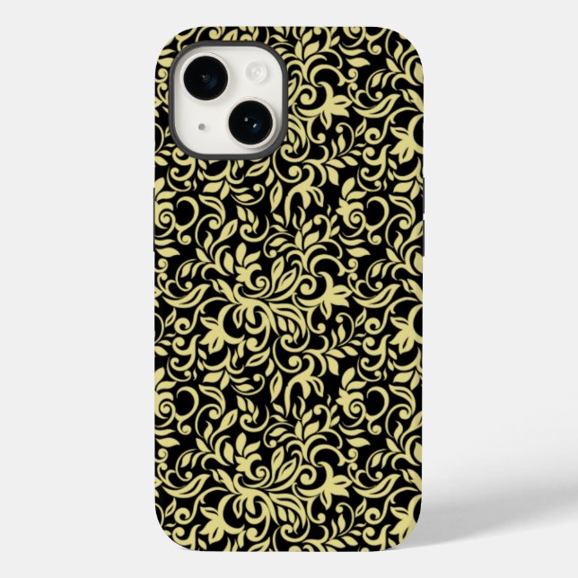 Gold Pattern On Black Case-Mate iPhone Case (Back)