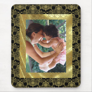Gold Pattern Photo Frame Mouse Mat