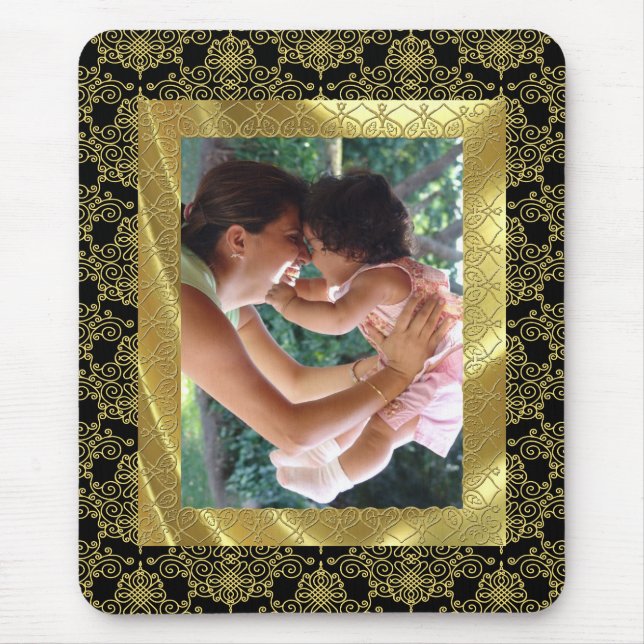 Gold Pattern Photo Frame Mouse Mat (Front)
