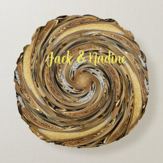 Gold pattern Round Pillow