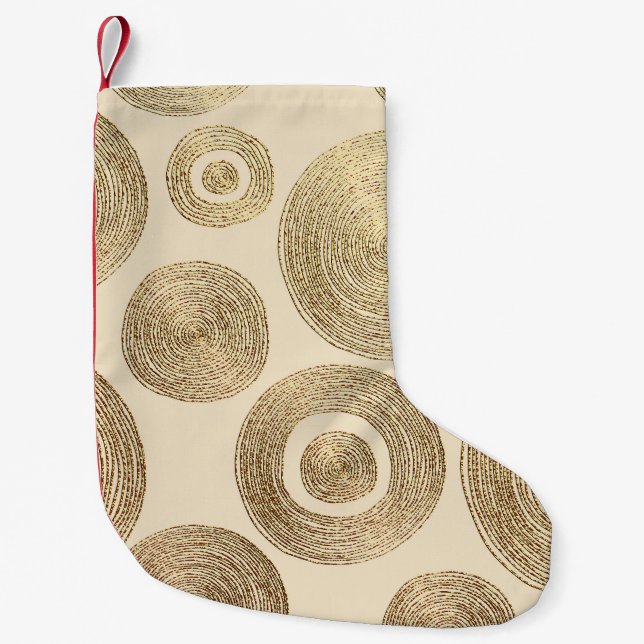 Gold pattern: shiny abstract luxury design small christmas stocking (Front)
