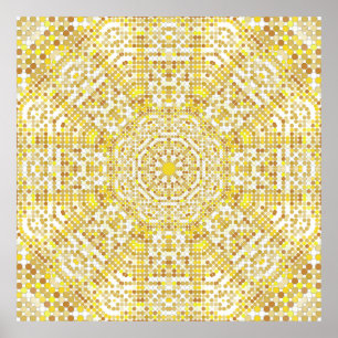 Gold pattern texture with golden mosaics in the By Poster