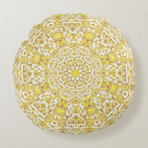 Gold pattern texture with golden mosaics in the By Round Cushion