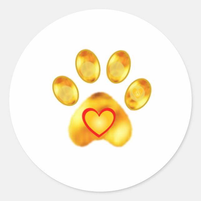 Gold Paw Classic Round Sticker (Front)