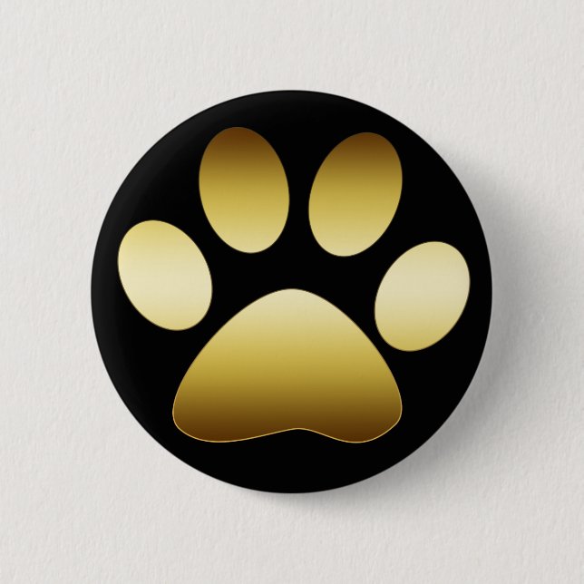 GOLD PAW PRINT 6 CM ROUND BADGE (Front)