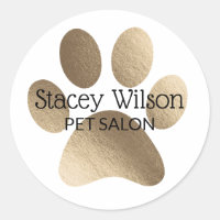 Gold Paw Print Logo On White Product Label