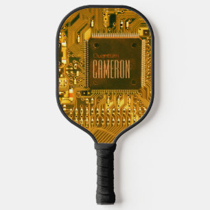 Gold PCB Printed Circuit Board Microchip Custom Pickleball Paddle