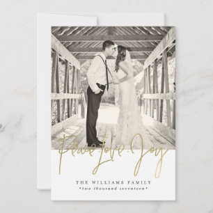 Gold Peace Love Joy Christmas Cards