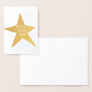 Gold Peace Love Joy Star Foil Card