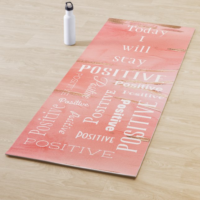 Gold Peach Abstract Script Positive Gym Yoga Mat (In Situ)