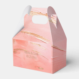 Gold Peach Melon Abstract Name Modern Wedding Favour Box