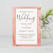 Gold Peach Modern Brown Elegant Script Wedding