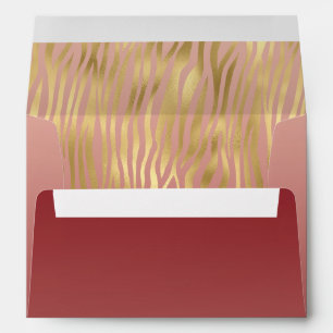 Gold Peach Red Zebra Stripes Envelope
