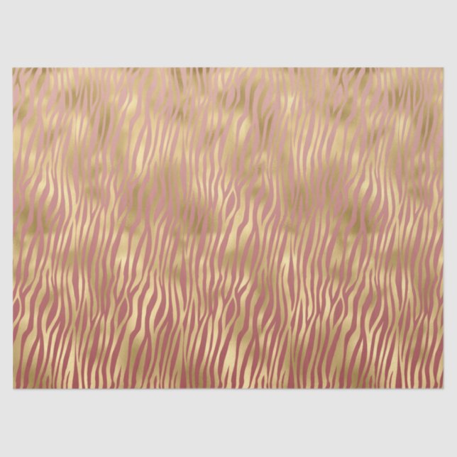 Gold Peach Red Zebra Stripes Tissue Paper (Front)