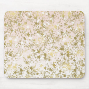 Gold Peach Stars Confetti Abstract Mouse Mat