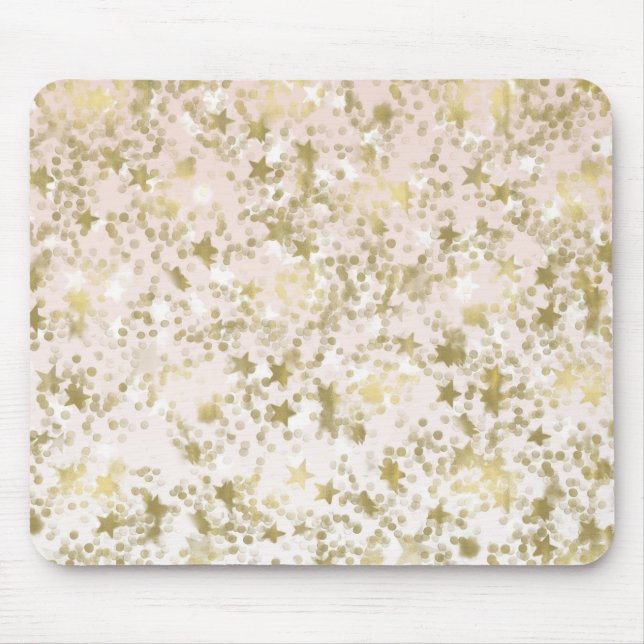 Gold Peach Stars Confetti Abstract Mouse Mat (Front)