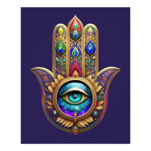 Gold Peacock Colours Hamsa Green Sapphire Third Ey Photo Print