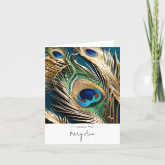 Gold Peacock Feather Thank You Card Customisable