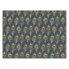 Gold Peacock Feathers on Blue Patterned Decoupage