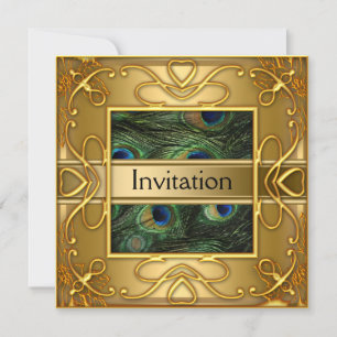 Gold Peacock Invitation Any Party