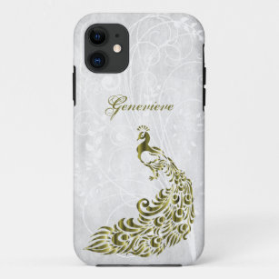 Gold Peacock Personalised iPhone 11 Case