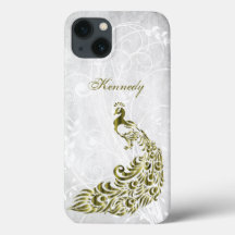 Gold Peacock Personalised iPhone X case