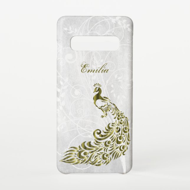 Gold Peacock Personalised Samsung Galaxy Case (Back)