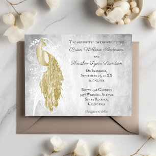 Gold Peacock Wedding Invitation
