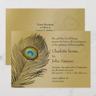 gold peacock wedding  Invitations