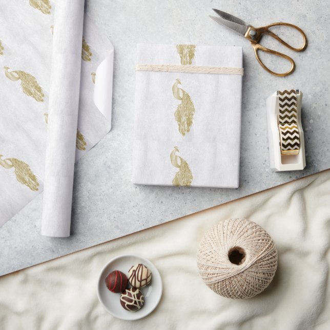 Gold Peacock Wedding Wrapping Paper (Crafts)