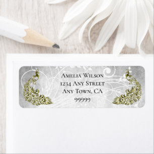 Gold Peacocks Address Label
