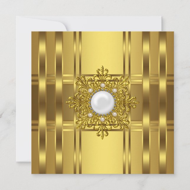 Gold Pearl All Occasion Party Invitation (Front)