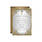 Gold Pearl Damask & Cross Baptism/Christening
