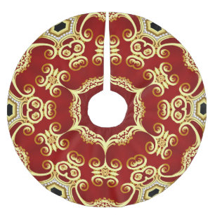 Gold pearl: decorative frame illustration. brushed polyester tree skirt