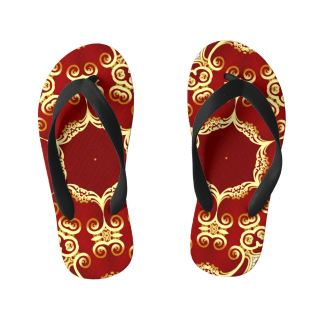 Gold pearl: decorative frame illustration. kid's flip flops (Footbed)