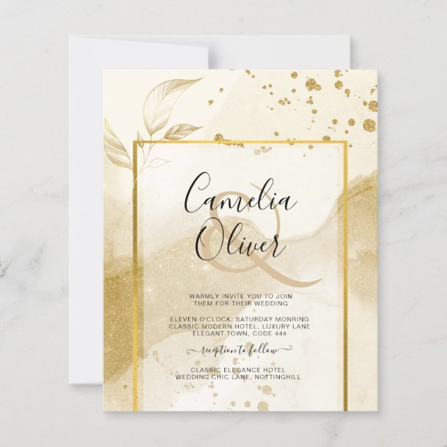 Gold Pearl WEDDING Alcohol INK Abstract LeahG (Front)