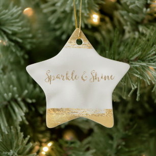 Gold Pearl White Sparkle    Ceramic Tree Decoration