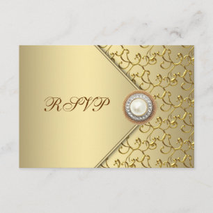 Gold Pearl Womans 50th Birthday Party RSVP