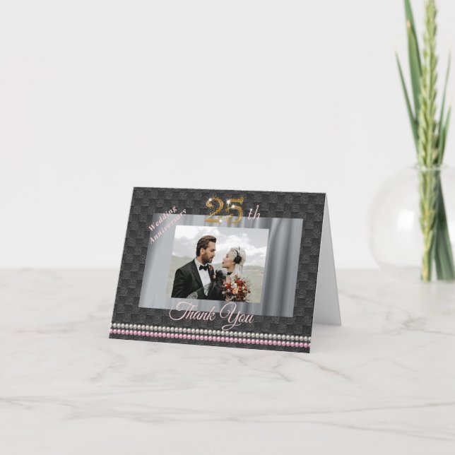 Gold & Pearls 25th Wedding Anniversary Thank You (Front)