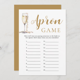 Gold Pearls and Prosecco Bridal Shower Apron Game Invitation