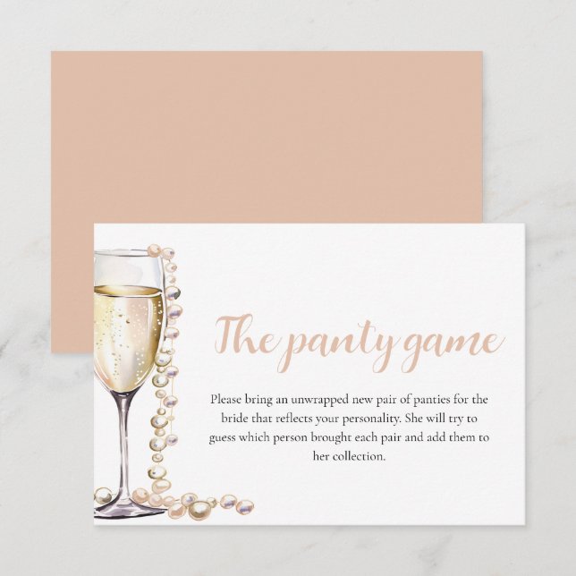 Gold Pearls and Prosecco Bridal Shower Panty Game  Invitation (Front/Back)