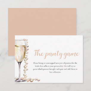 Gold Pearls and Prosecco Bridal Shower Panty Game  Invitation