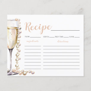 Gold Pearls and Prosecco Bridal Shower Recipe Card
