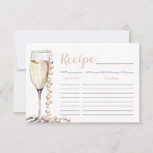 Gold Pearls and Prosecco Bridal Shower Recipe Card