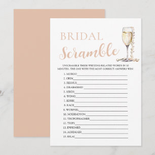 Gold Pearls and Prosecco Bridal Word Scramble Game Invitation